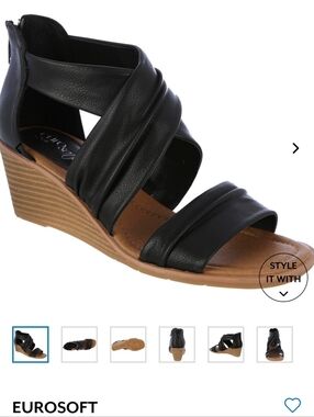 Eurosoft Black Crisscross Strap Block Heel Sandals